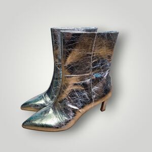 Dolce Vita Gradie Metallic Silver Ankle Boots Size 7.5